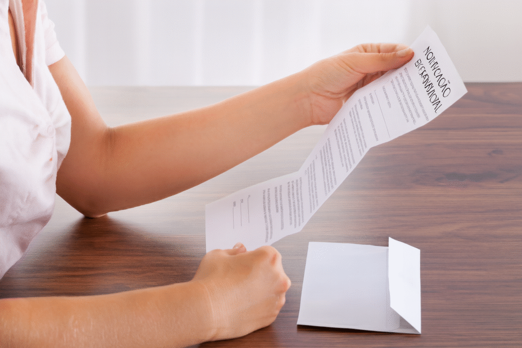 pessoa recebendo carta de notificação extrajudicial