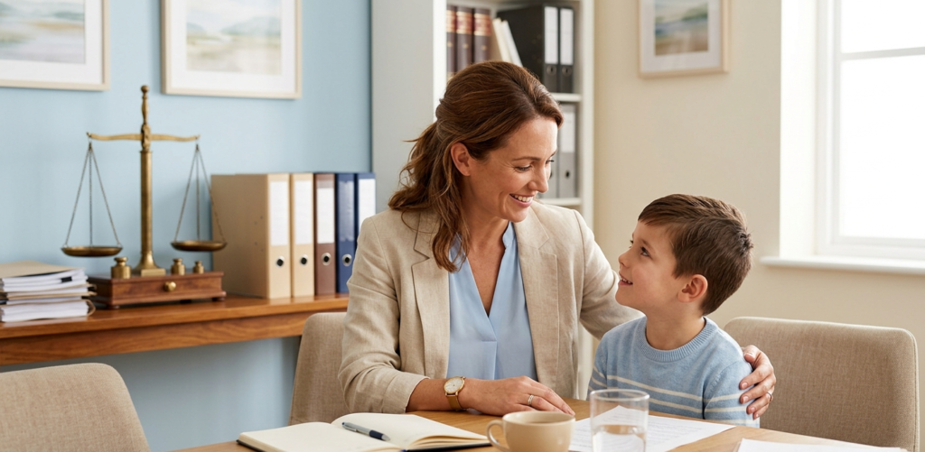 Mãe e filho representando o direito à pensão alimentícia
