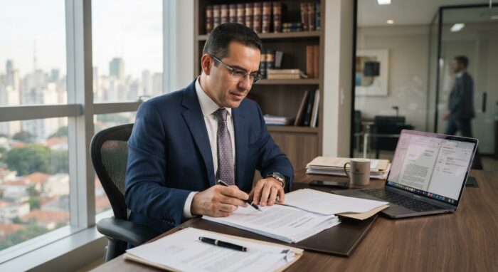 advogado trabalhista para empresas em São Luís analisando contrato de trabalho